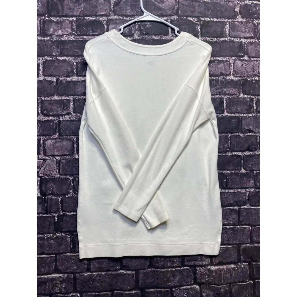 Nike Sweatshirt Women Small White Rally Metallic Fleece 652 Long Sleeve Gym Yoga